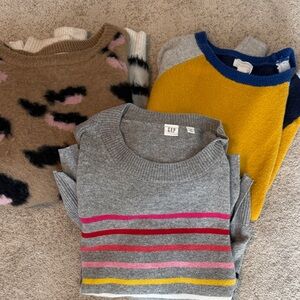 Three Women's Multicolor Striped and Patterned Sweaters